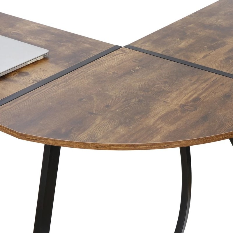 Brown L Shaped Desk Corner Computer Desk PC Laptop Table Spacious Workstation For Home Office 9