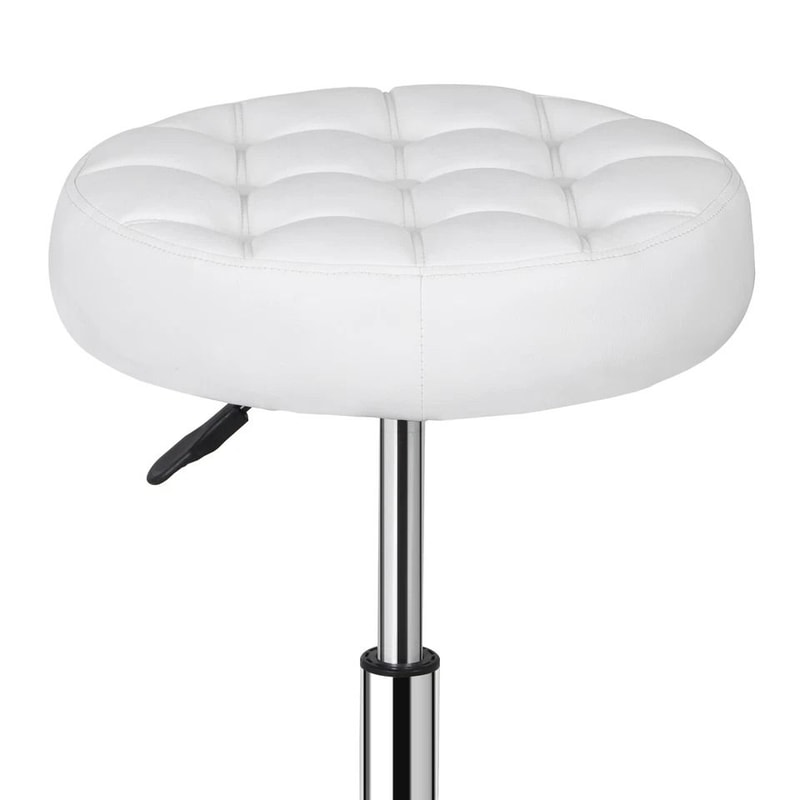 Adjustable Swivel Vanity Stool Chair Round Ottoman For Bedroom Comfortable PU Leather 7