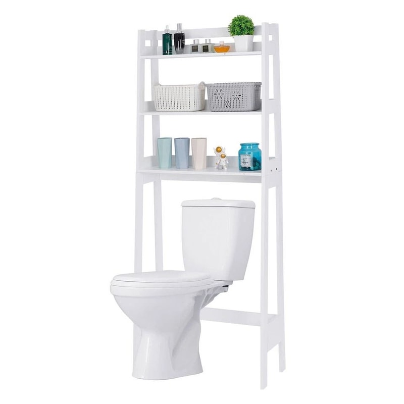 Over The Toilet Organizer Bathroom Storage Shelves 3Tier Rack Display SpaceSaving MDF Shelf For Bat 1