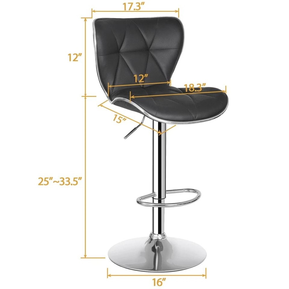 PU Leather Swivel Bar Stools Adjustable Shell Back Counter Height Comfortable HighQuality Steel Foo 1