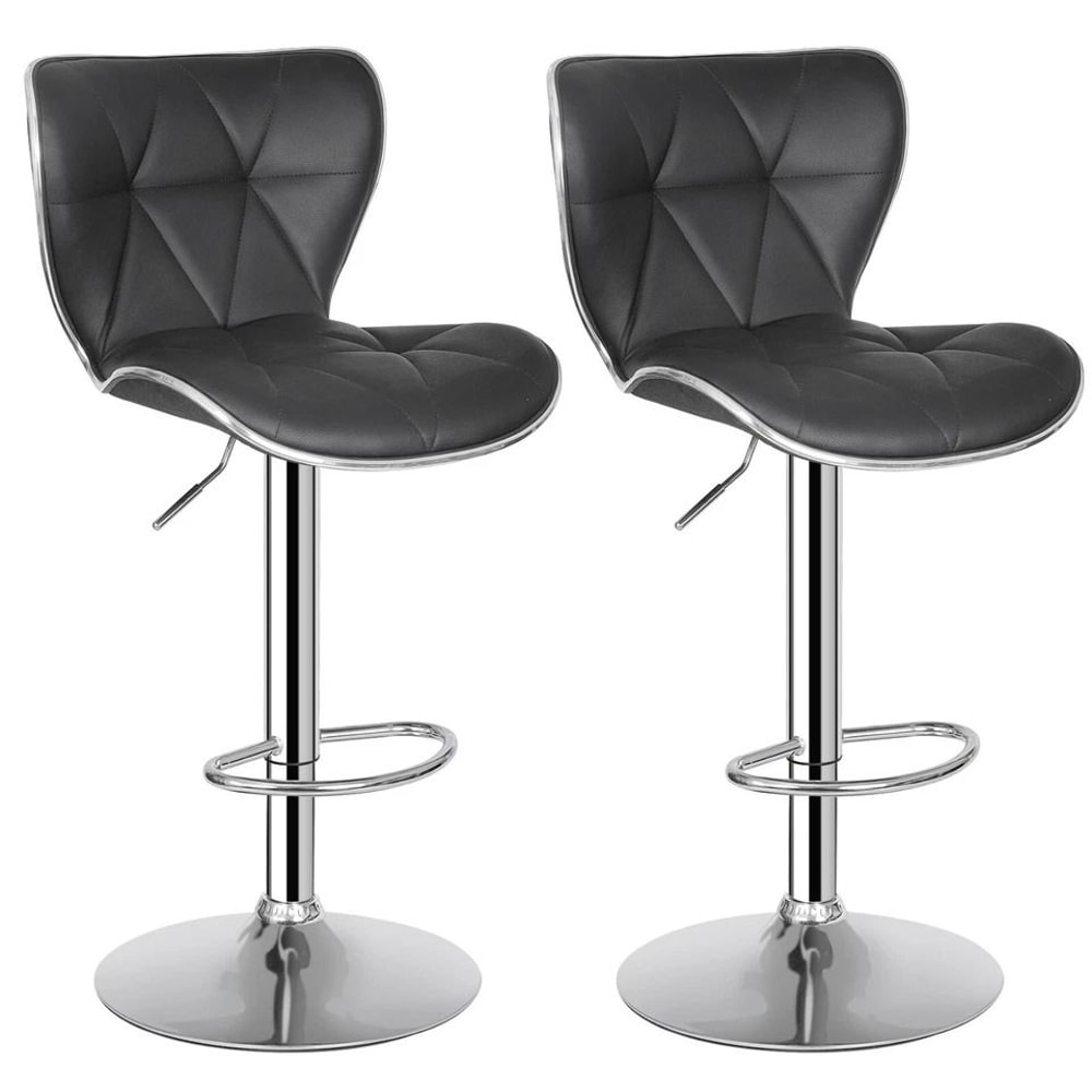 PU Leather Swivel Bar Stools Adjustable Shell Back Counter Height Comfortable HighQuality Steel Foo 3