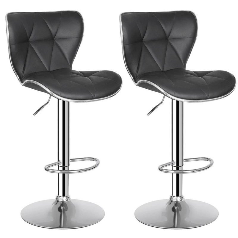 PU Leather Swivel Bar Stools Adjustable Shell Back Counter Height Comfortable HighQuality Steel Foo 3