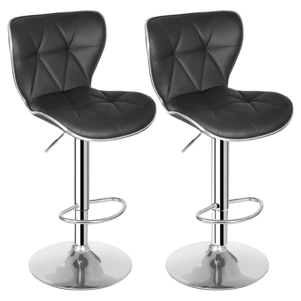 PU Leather Swivel Bar Stools Adjustable Shell Back Counter Height Comfortable HighQuality Steel Foo 6