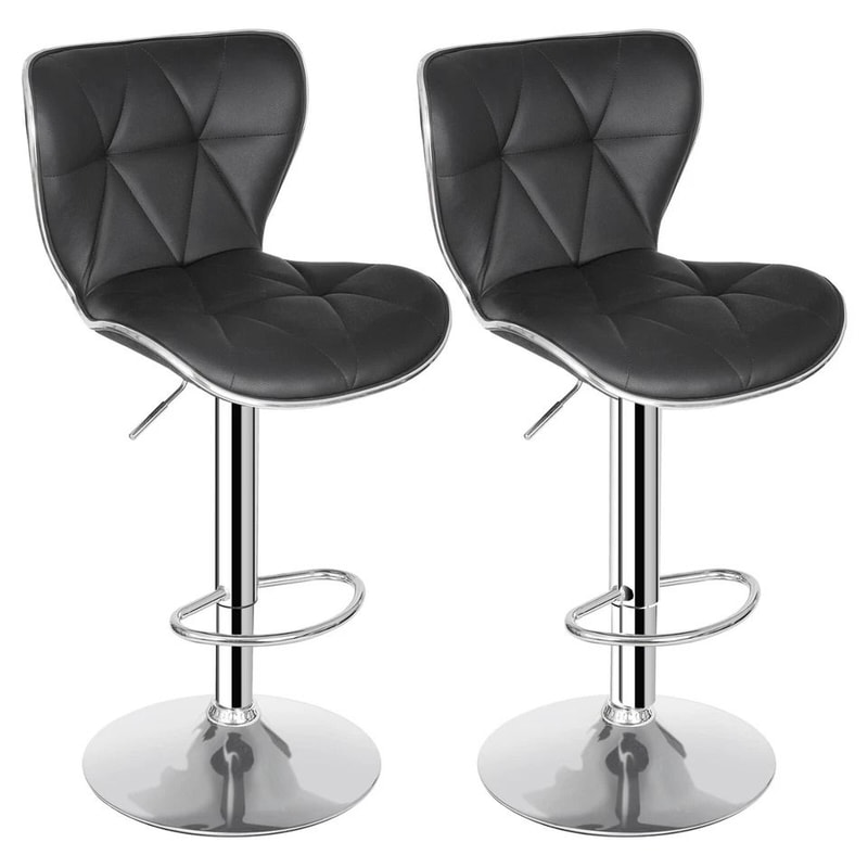 PU Leather Swivel Bar Stools Adjustable Shell Back Counter Height Comfortable HighQuality Steel Foo 6