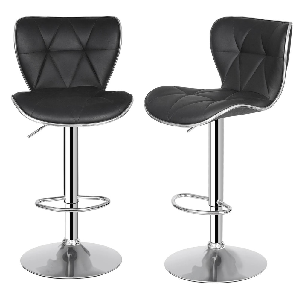 PU Leather Swivel Bar Stools Adjustable Shell Back Counter Height Comfortable HighQuality Steel Foo 0