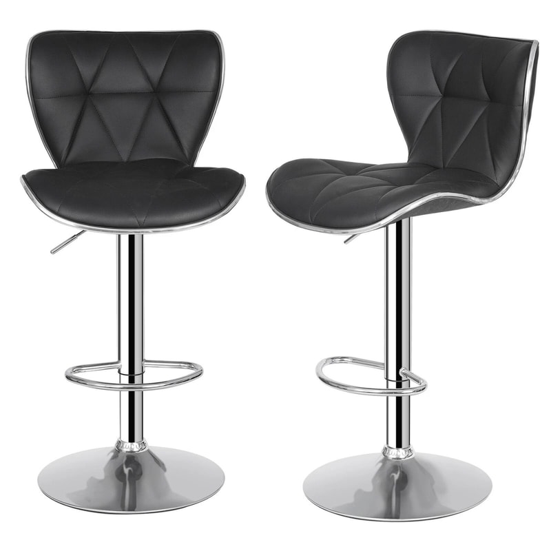 PU Leather Swivel Bar Stools Adjustable Shell Back Counter Height Comfortable HighQuality Steel Foo 0