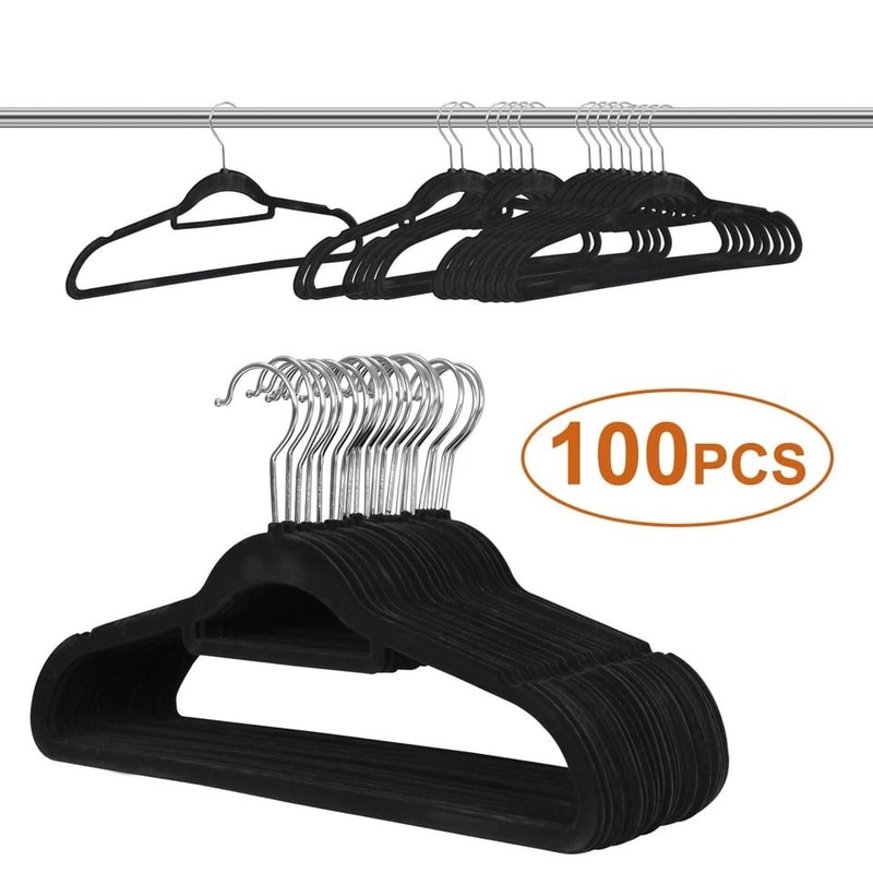 Premium NonSlip Velvet Hangers Set For Suits Shirts Pants With Tie Bar For Scarves Belts 3