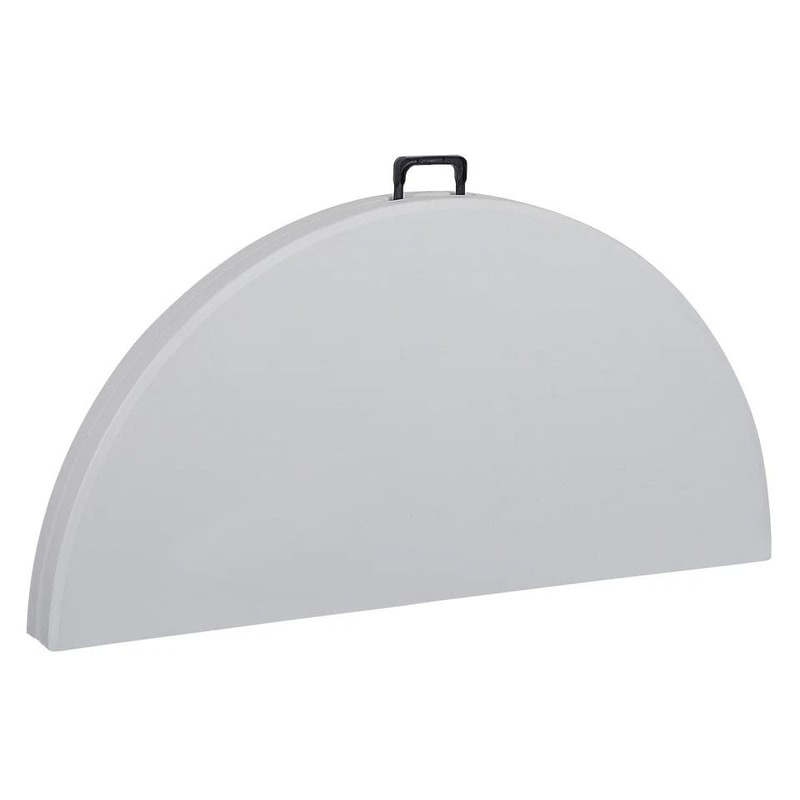 White Round Foldable Table Portable With Carry Handle Easy Storage For Travel 2