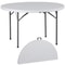 White Round Foldable Table Portable With Carry Handle Easy Storage For Travel 8