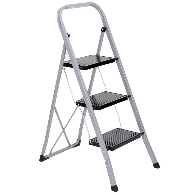 Folding Ladder With NonSlip Steps Safety Tread Heavy Duty SpaceSaving For Kitchen Home Use 2