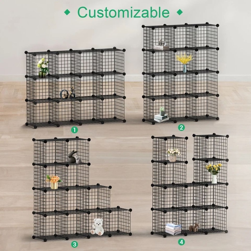 DIY Wire Storage Cubes Organizer MultiFunctional Shelves Wardrobe Bookcase For Home Office 1