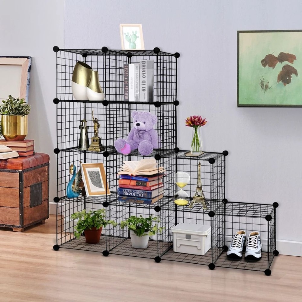 DIY Wire Storage Cubes Organizer MultiFunctional Shelves Wardrobe Bookcase For Home Office 3