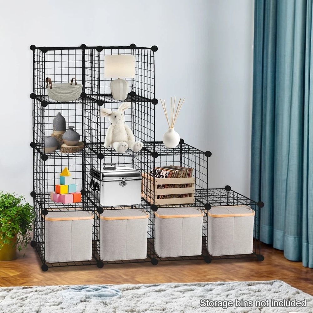 DIY Wire Storage Cubes Organizer MultiFunctional Shelves Wardrobe Bookcase For Home Office 5