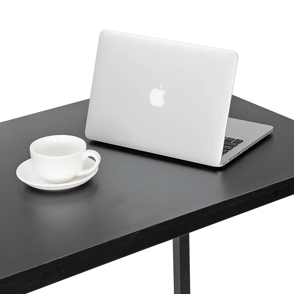 Black Home Office Desk Writing Desk With Steel Frame Espresso Studio Computer Desk Large Work Space 3