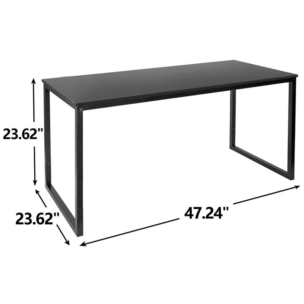 Black Home Office Desk Writing Desk With Steel Frame Espresso Studio Computer Desk Large Work Space 4