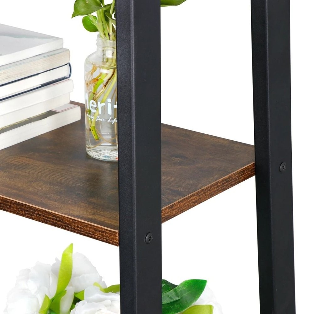 Vintage Ladder Shelf Tier Rustic Storage Stand Leaning Bookcase For Books Plants Bathroom Storage 6