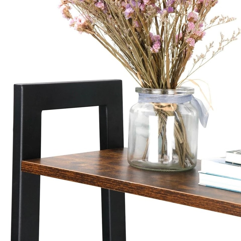 Vintage Ladder Shelf Tier Rustic Storage Stand Leaning Bookcase For Books Plants Bathroom Storage 7