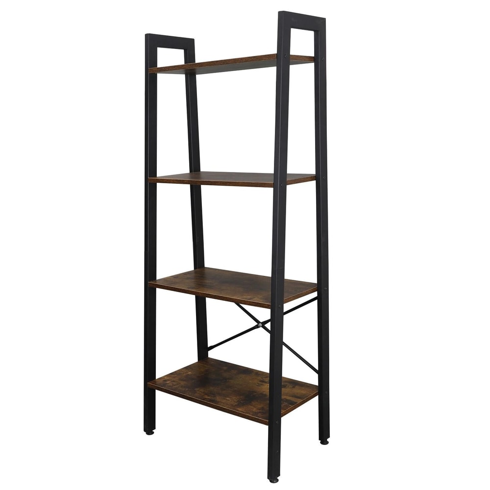 Vintage Ladder Shelf Tier Rustic Storage Stand Leaning Bookcase For Books Plants Bathroom Storage 10