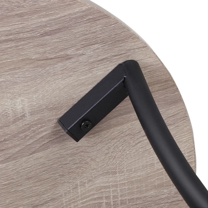 Industrial Round Side Table Retro End Table With Storage Stable MDF Metal Frame For Living Room Bed 2