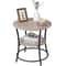 Industrial Round Side Table Retro End Table With Storage Stable MDF Metal Frame For Living Room Bed 6