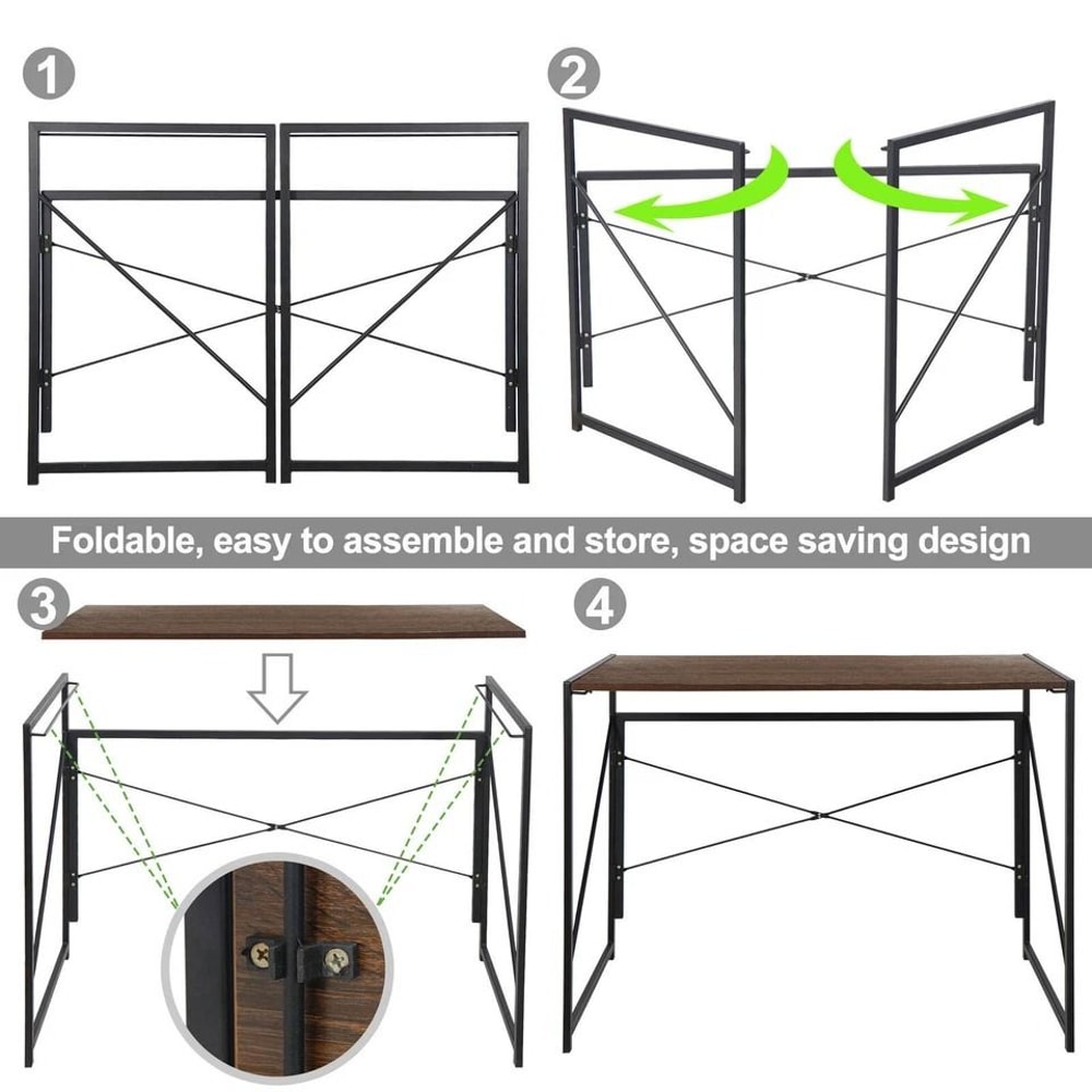 Industrial Modern Foldable Computer Desk Modern Simple Writing Desk For Home Office Compact Study T 2