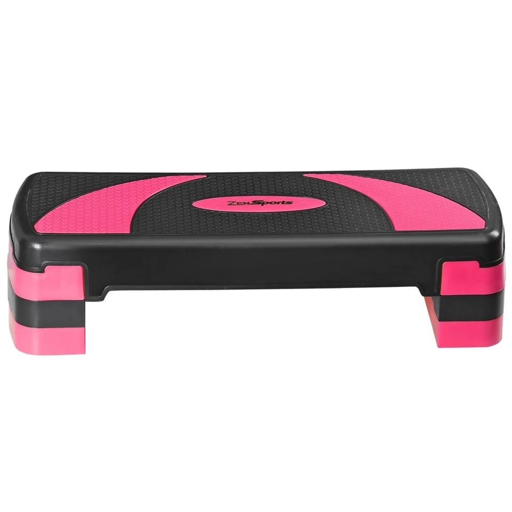 Adjustable Exercise Stepper Fitness Aerobic Step With Pink Risers AntiSlip Platform For Cardio And