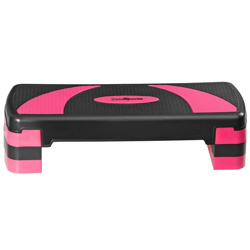 Adjustable Exercise Stepper Fitness Aerobic Step With Pink Risers AntiSlip Platform For Cardio And