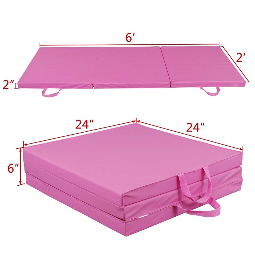 Thick Pink Folding Mat Gymnastics Panel For Gym Workout Foam Fitness Exercise Mat Portable Durable 1