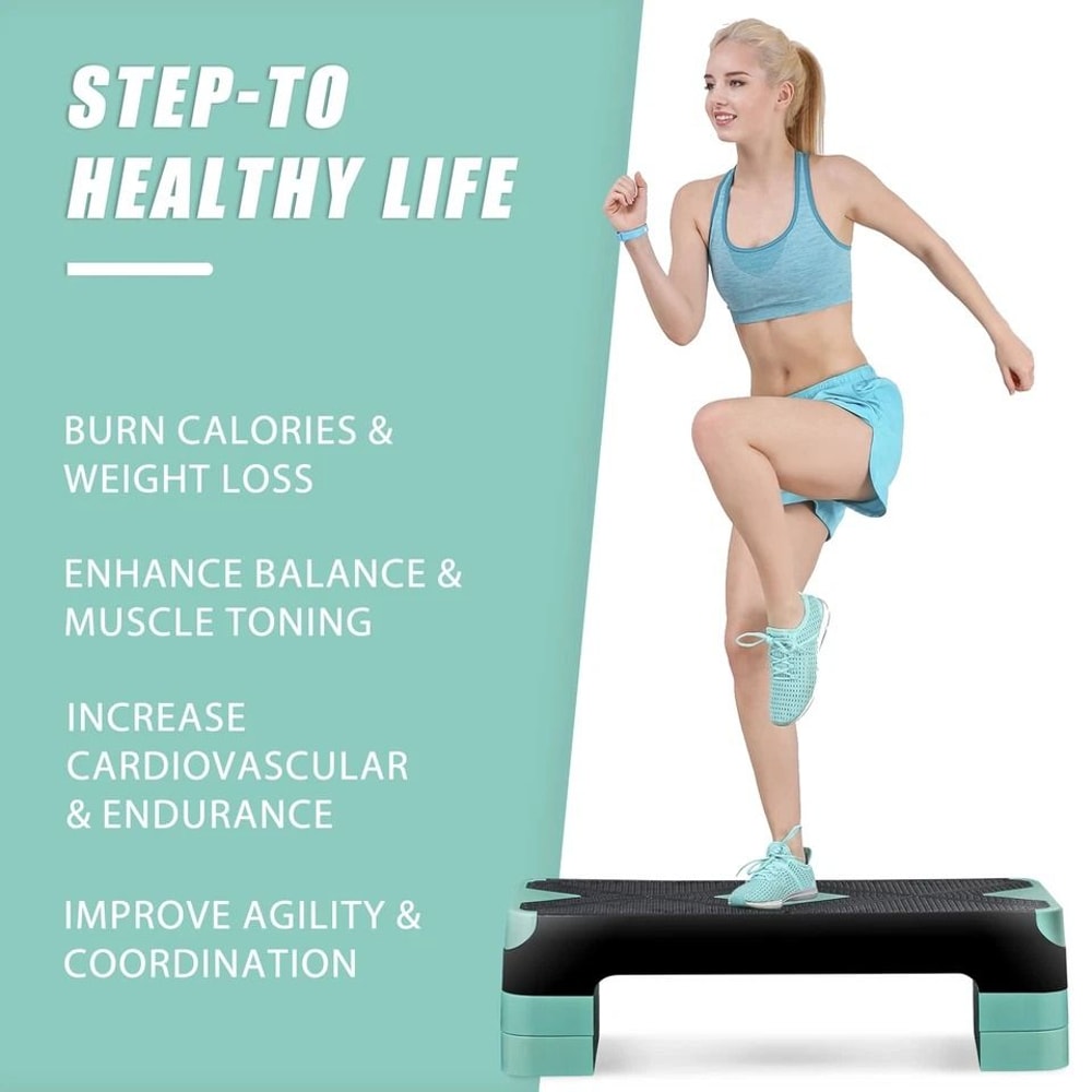Adjustable Aerobic Stepper Fitness Exercise Board Home Workout Trainer Cardio Step Platform With Ri 2