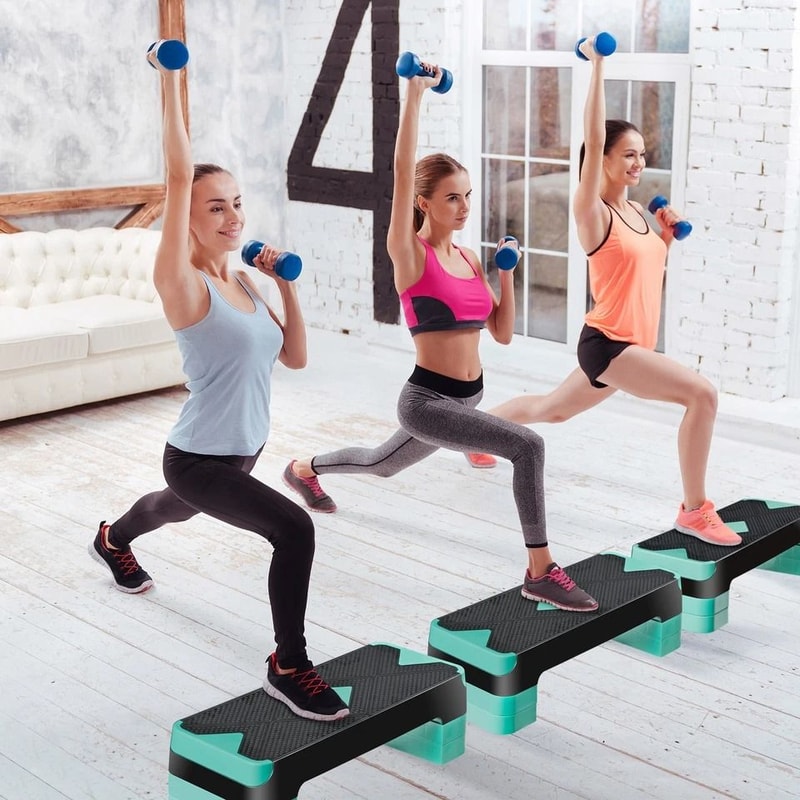 Adjustable Aerobic Stepper Fitness Exercise Board Home Workout Trainer Cardio Step Platform With Ri 11