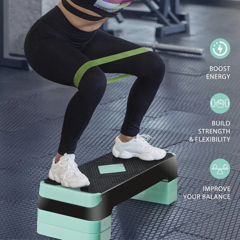 Adjustable Aerobic Stepper Fitness Exercise Board Home Workout Trainer Cardio Step Platform With Ri 9