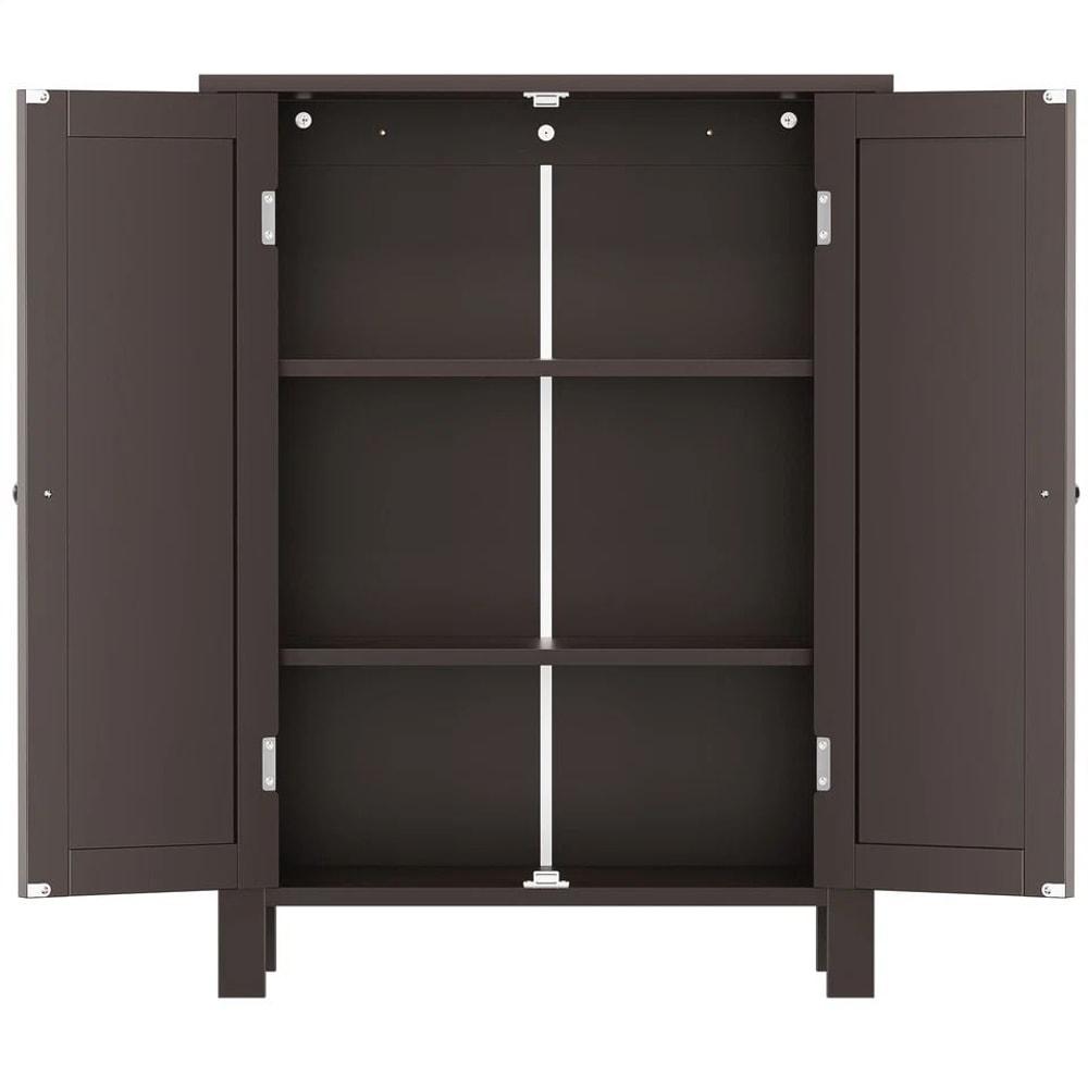 Wooden Storage Cabinet For Bathroom And Kitchen Grey MDF Cupboard With Doors Large Storage Easy Ass 3