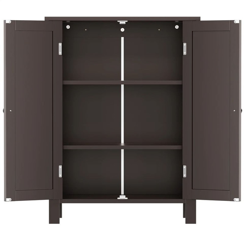 Wooden Storage Cabinet For Bathroom And Kitchen Grey MDF Cupboard With Doors Large Storage Easy Ass 3