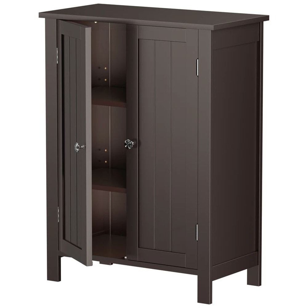 Wooden Storage Cabinet For Bathroom And Kitchen Grey MDF Cupboard With Doors Large Storage Easy Ass 4