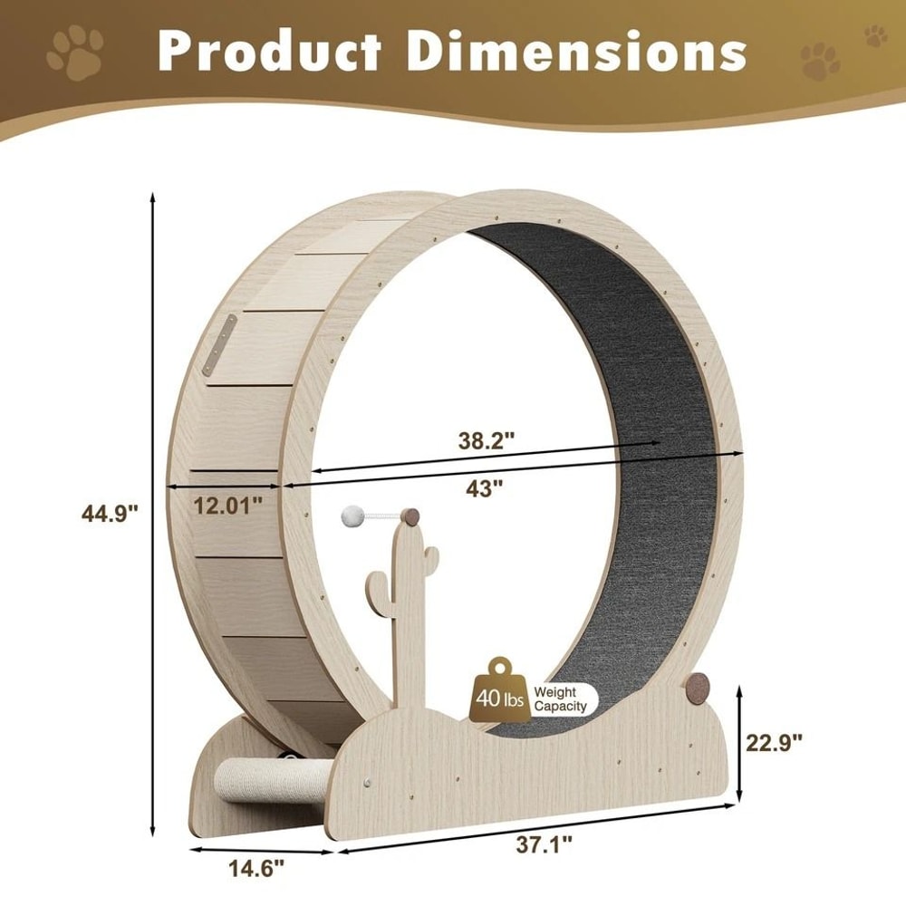 Wooden Cat Treadmill Exercise Wheel Large Cat Wheel For Indoor Use Stable Quiet And Safe For Cats 1