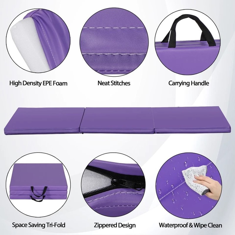Thick Foam Fitness Exercise Gymnastics Panel Heavy Duty Folding Mat Perfect For Yoga Pilates And Gy 7