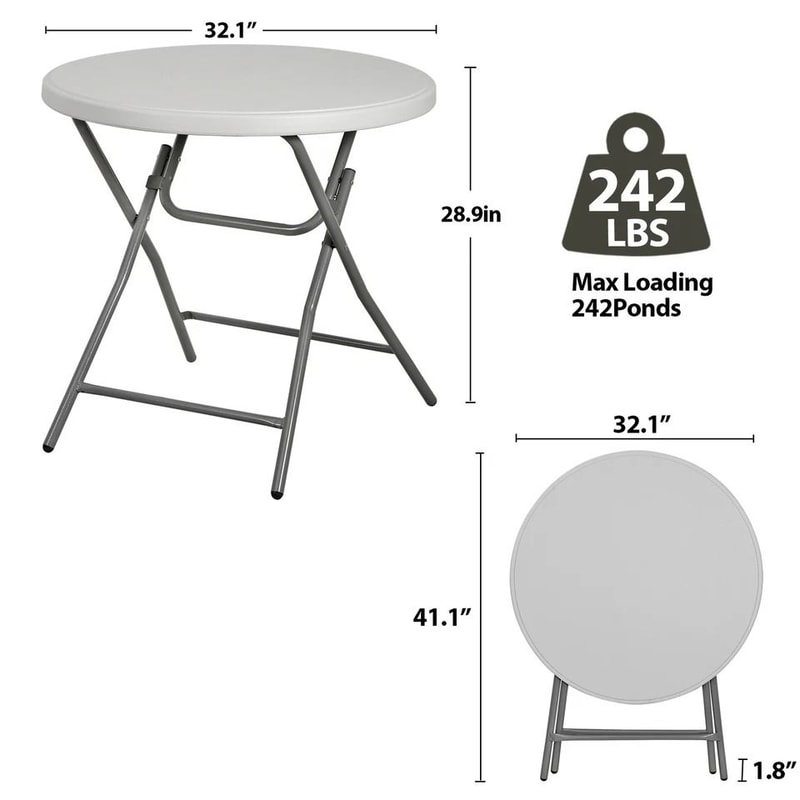 Round Plastic Folding Table Steel Cross Legs Heavy Duty Indoor Outdoor Table For Picnic Camping An 10