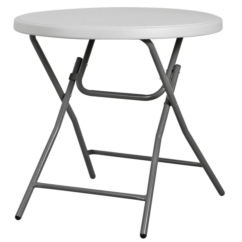Round Plastic Folding Table Steel Cross Legs Heavy Duty Indoor Outdoor Table For Picnic Camping An 4