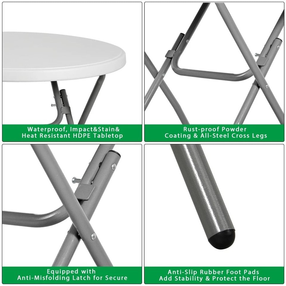 Round Plastic Folding Table Steel Cross Legs Heavy Duty Indoor Outdoor Table For Picnic Camping An 6