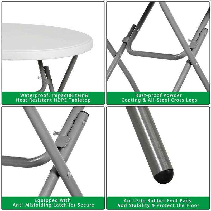 Round Plastic Folding Table Steel Cross Legs Heavy Duty Indoor Outdoor Table For Picnic Camping An 6
