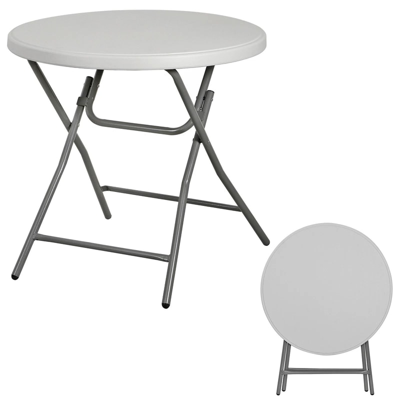 Round Plastic Folding Table Steel Cross Legs Heavy Duty Indoor Outdoor Table For Picnic Camping An 15