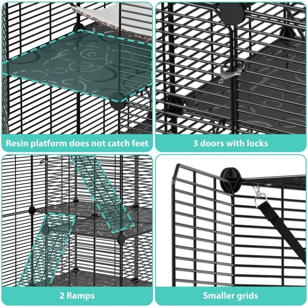 Spacious Cat Cage Enclosure DIY Playpen With Metal Wire Design Detachable Versatile Pet Crate For 1