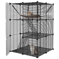 spacious cat cage enclosure, diy playpen with metal wire design, detachable & versatile pet crate for cats