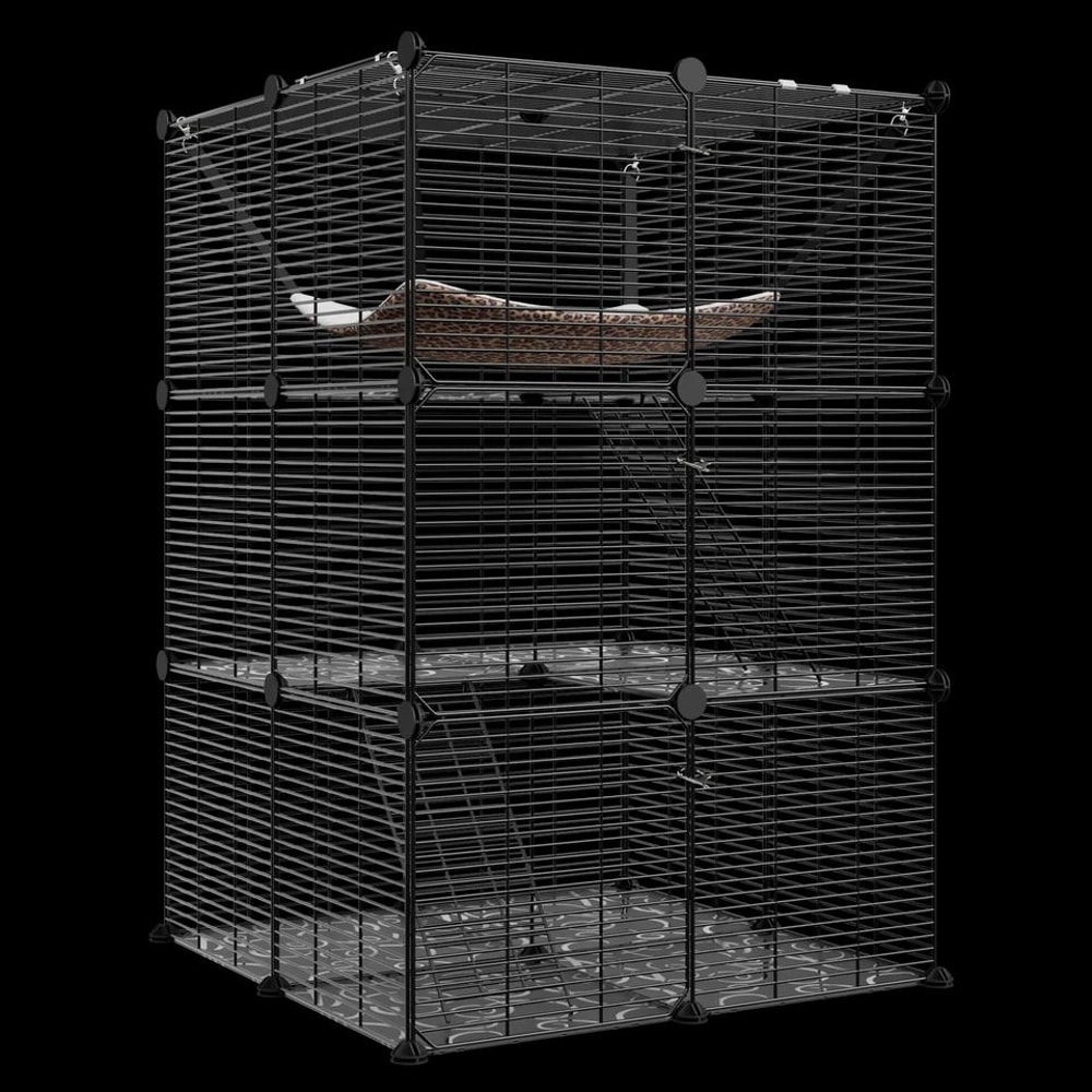 Spacious Cat Cage Enclosure DIY Playpen With Metal Wire Design Detachable Versatile Pet Crate For 7