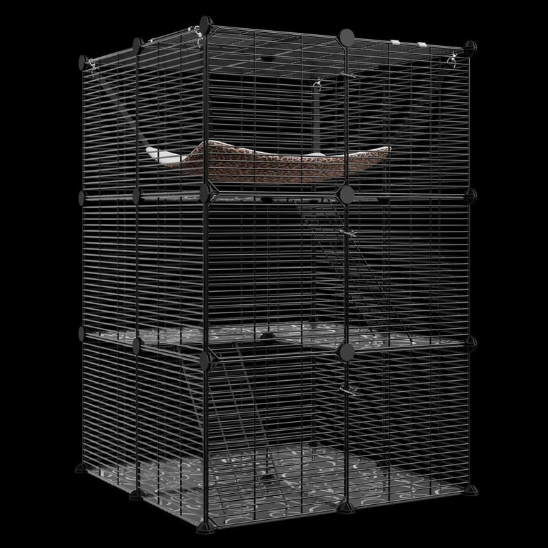 Spacious Cat Cage Enclosure DIY Playpen With Metal Wire Design Detachable Versatile Pet Crate For 7