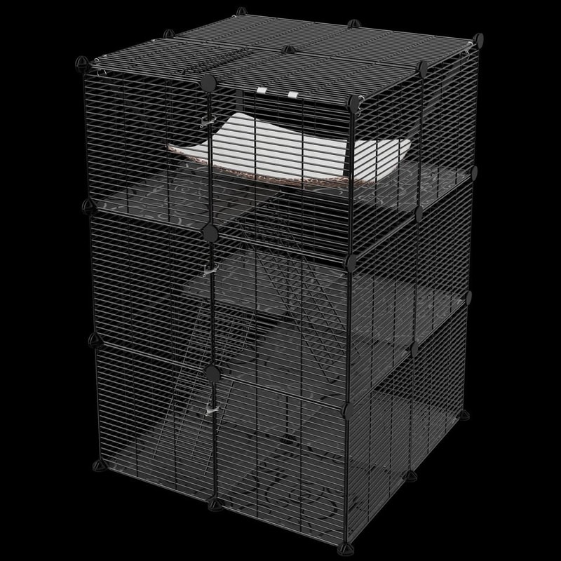 Spacious Cat Cage Enclosure DIY Playpen With Metal Wire Design Detachable Versatile Pet Crate For 8