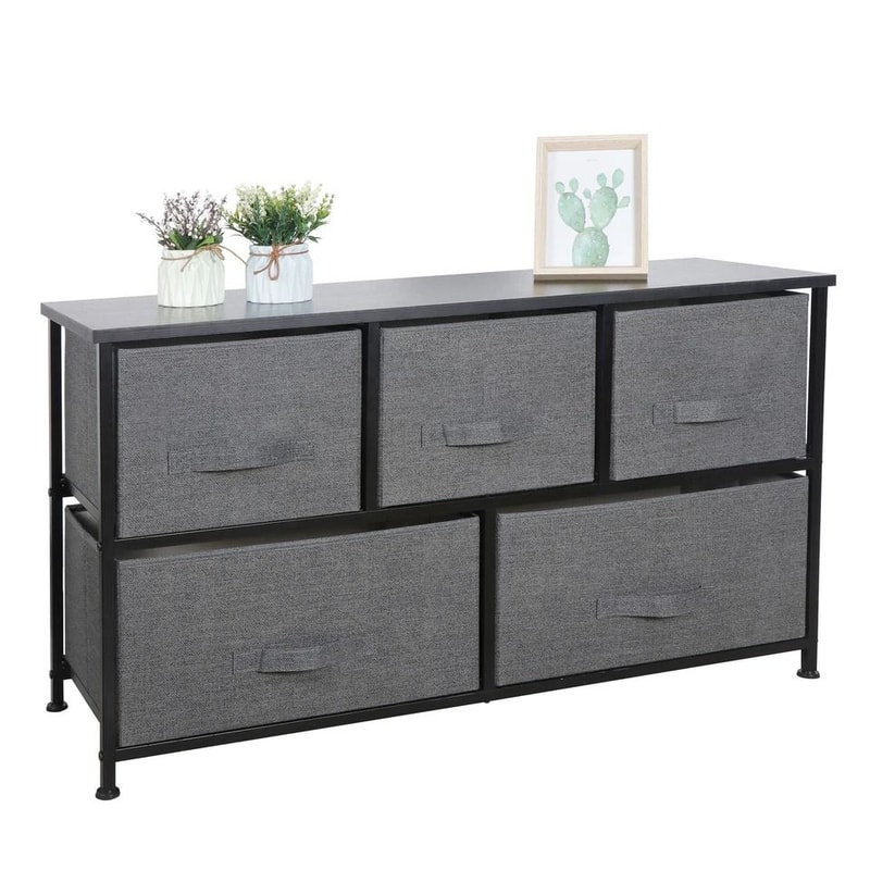 Sturdy Steel Frame Wide Dresser Storage Tower Foldable Cloth Storage Cubes Drawer Storage Solution 0