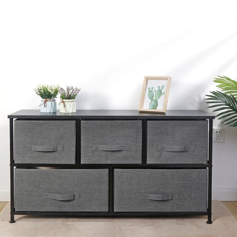 Sturdy Steel Frame Wide Dresser Storage Tower Foldable Cloth Storage Cubes Drawer Storage Solution 3