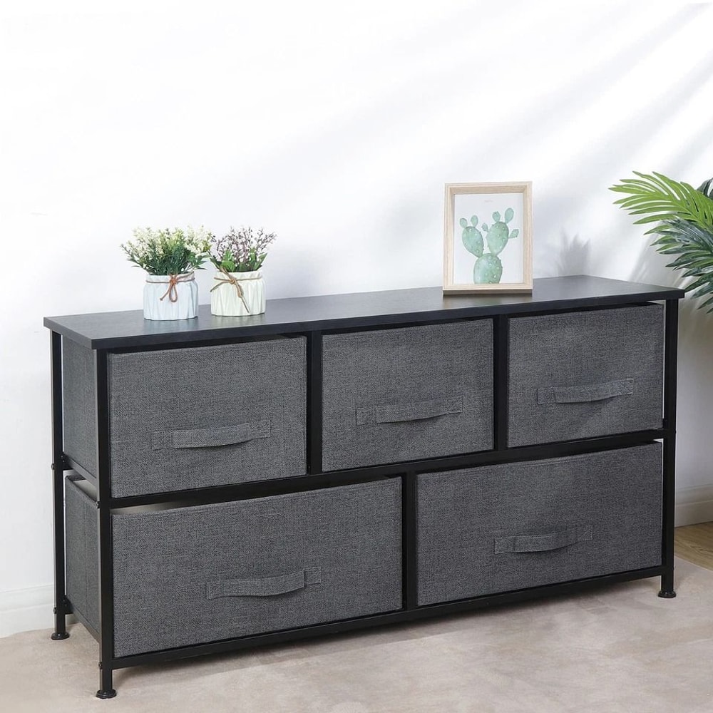 Sturdy Steel Frame Wide Dresser Storage Tower Foldable Cloth Storage Cubes Drawer Storage Solution 4