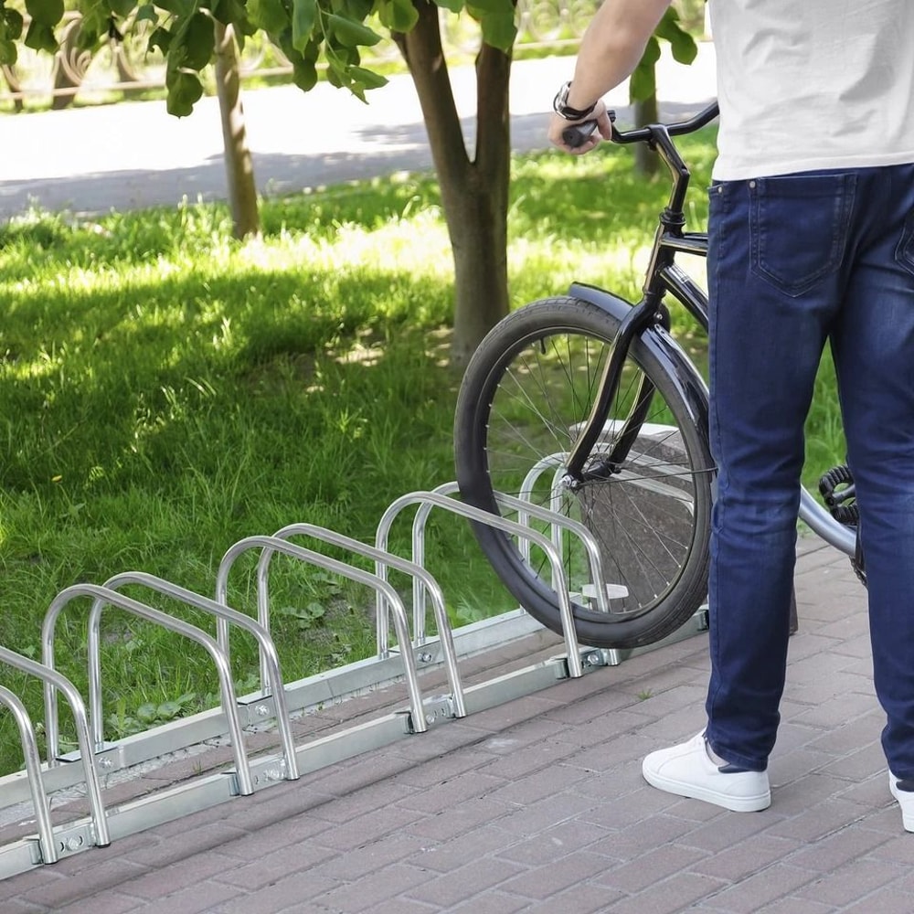 Bicycle Storage Rack Adjustable Bike Parking Stand Holds Bikes Floor Bike Stand For Garage Or Yard 4